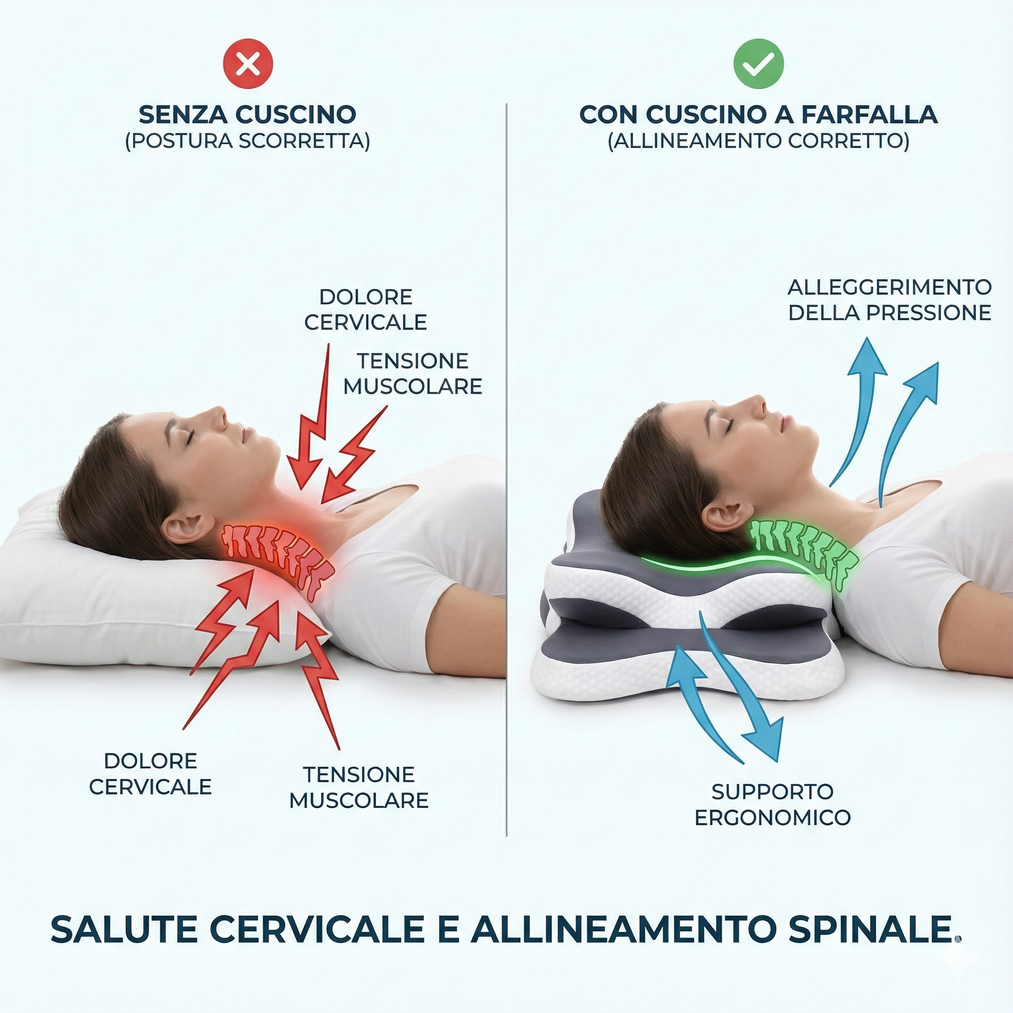 Prima e dopo il sonno con cuscino a farfalla – Solvial